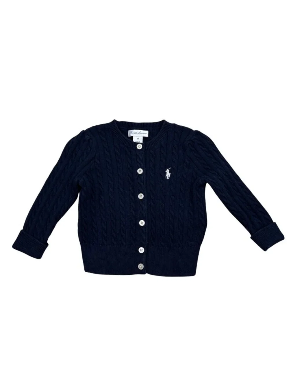 Ralph Lauren Mini Cable Knit Cardigan 9 Month Sweater Unisex Preppy